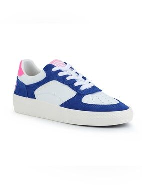 Vintage Havana White, Blue & Pink Suede-Trim Low Top Sneakers